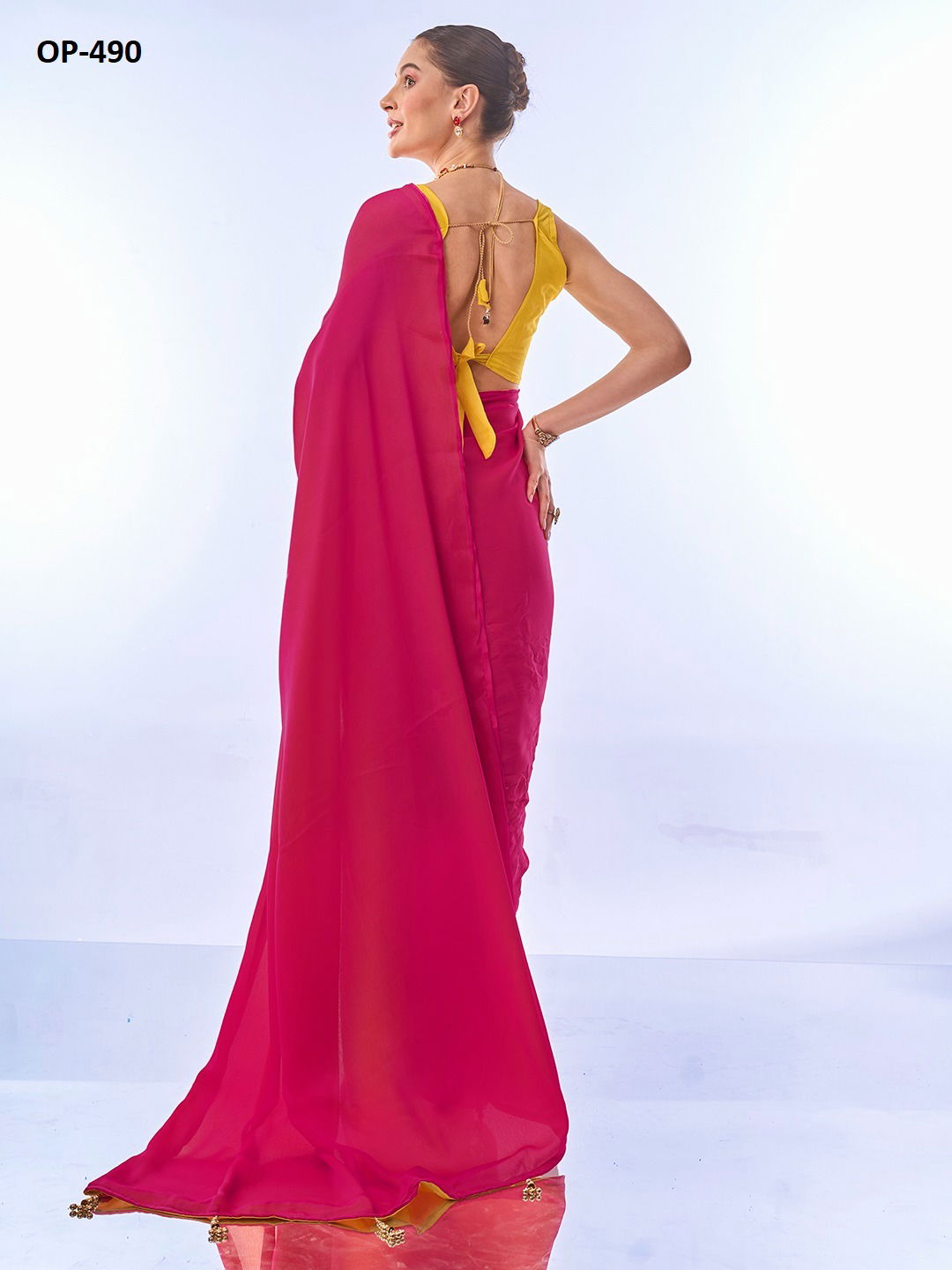 Laxminam OP 490 Rangoli Plain Chiffon Party Wear Sarees Wholesale Shop In Surat	